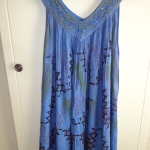 NWOT Just Cruising Sleeveless Tunic top FREE SIZE Gauze V-Neck Beaded